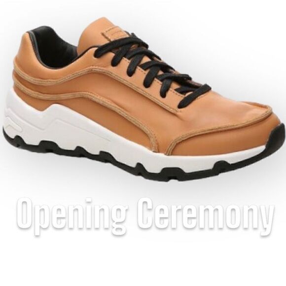 Opening Ceremony Iggy Athleisure Sneaker Exposed Seams Tan Black White Women’s 5 - Picture 1 of 13